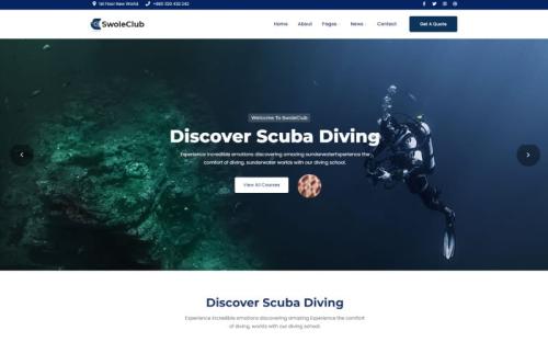 Swole – Diving club School WordPress Theme theme free